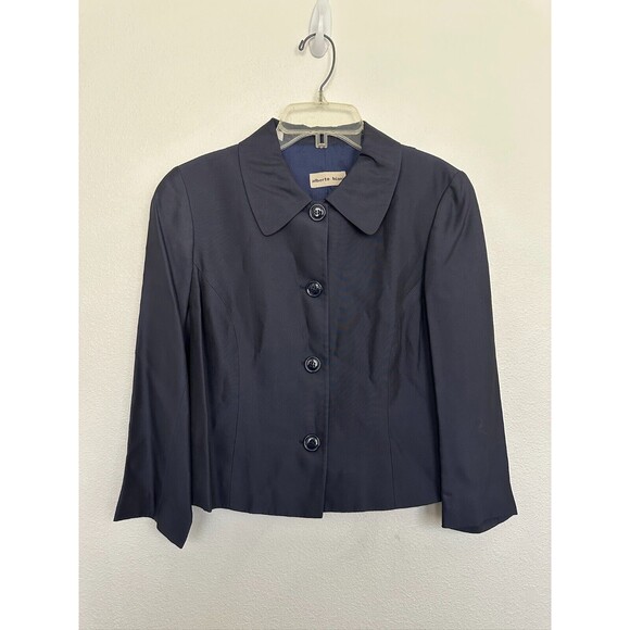 Alberto Biani Coat Vintage Button Down Coat Navy Blue Designer Italy Women's 8